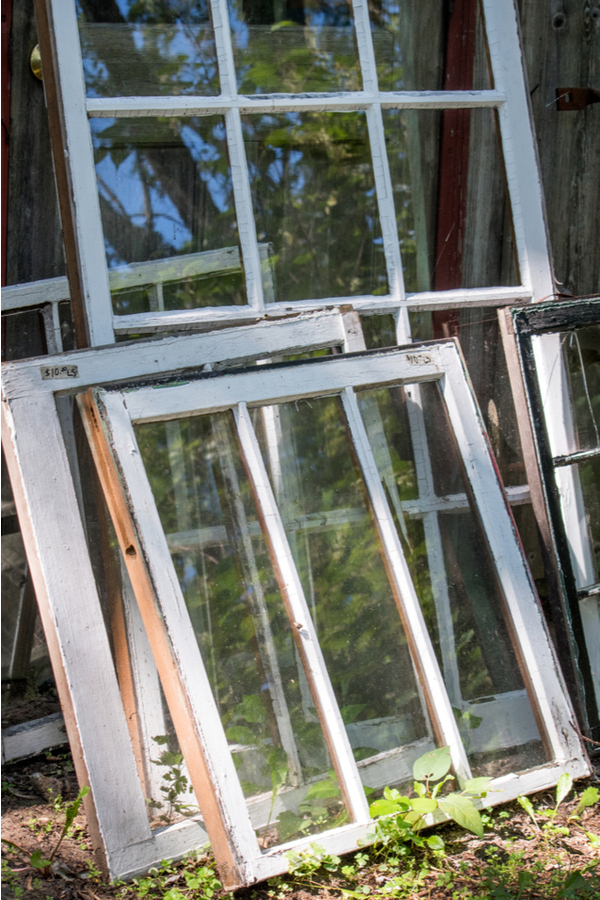 A stack of old windows make great lids for cold frames