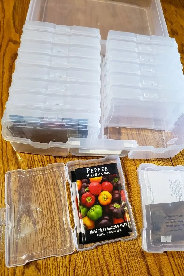 A photo storage box works great for keeping your extra seeds dry and safe. 