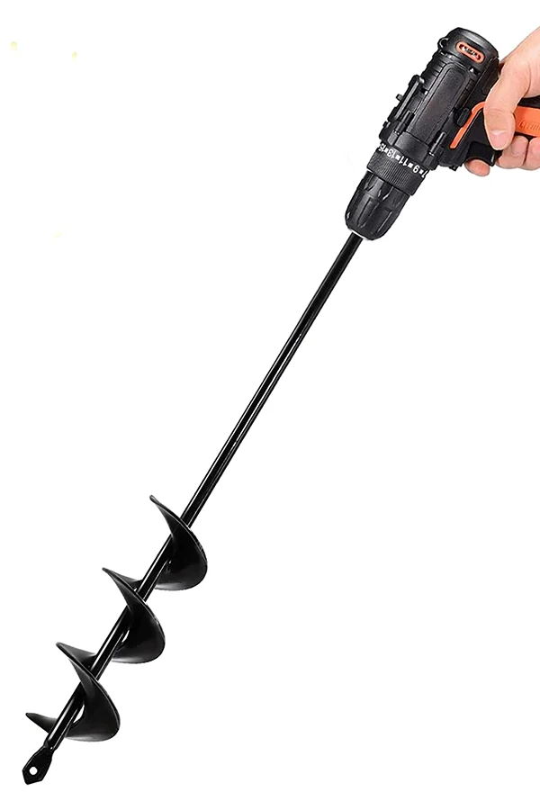 A drill auger bit is a simple garden tool to make quick work of planting