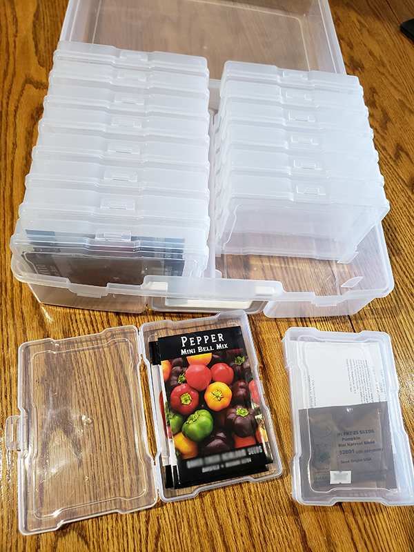A photo container can make for an excellent way to store seeds and packets