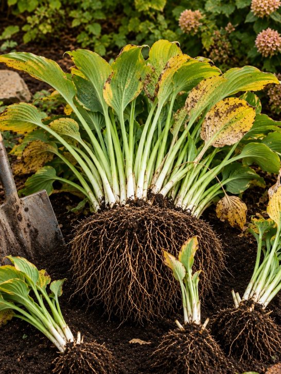 divide and transplant hostas in late summer