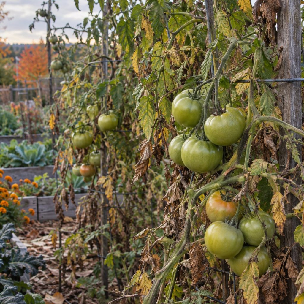 last of green tomatoes that ripen