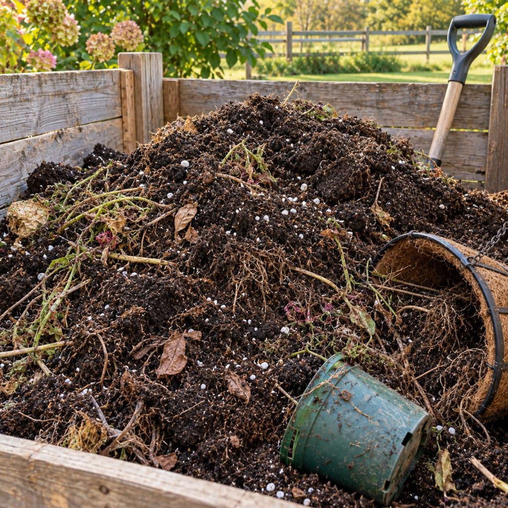 potting soil compost pile